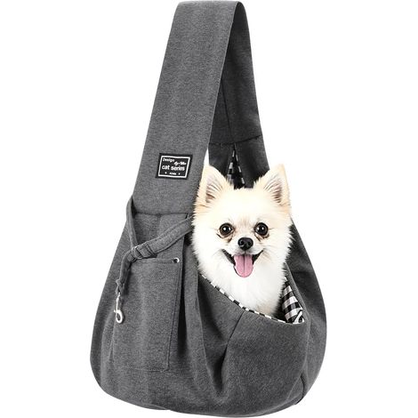 Sac De Transport Réversible pour Chien Chat À 7 KG, Gris foncé Tissu Respirable, Conception Réversible, Adapté Petit Moyen Animal, Pratique Pour Voyage, Métro, Randonnée, Extérieur (1/5)
