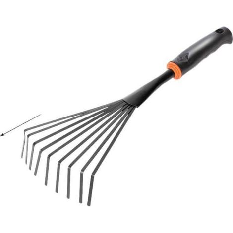 Râteau à main à neuf dents avec manche ergonomique pour plantation, repiquage, désherbage et transport - 1 pièce - Noir Femeo