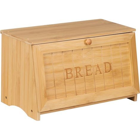 Grande boîte à pain vintage en bois pour comptoir de cuisine, design rétro simple couche en bambou de grande capacité (bambou naturel) (1/5)