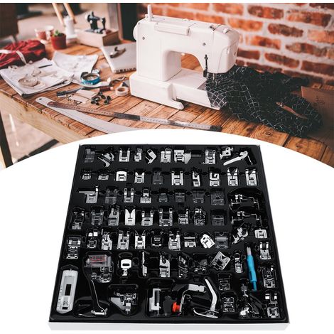 Kit de 72 pièces pour machine à coudre domestique, comprenant un pied presseur et des accessoires de couture multifonctionnels. (1/5)