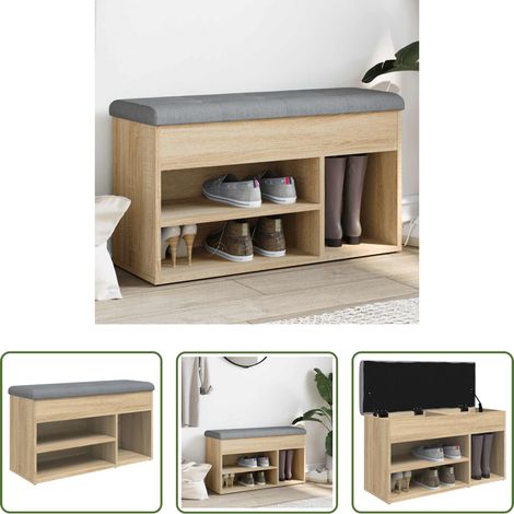 Holzbank - Schuhbank Sonoma-Eiche 82x32x45,5 cm Holzwerkstoff (1/5)