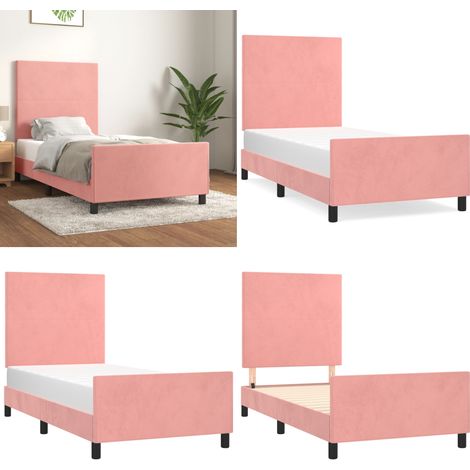 Bettgestell mit Kopfteil Rosa 100x200 cm Samt - Samtbett - Rosa Bettgestell - Doppelbett - Boxspringbetten - Hochwertiges Bettgestell - Home & Living (1/5)