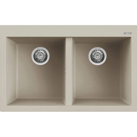 Lavello QUADRA 350 79x50 2 vasche CHAMPAGNE 95 (1/2)