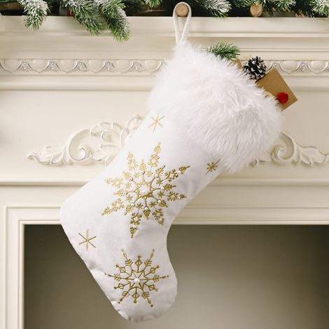 Grande décoration de Noël à suspendre pour sapin, cheminée, sachet de bonbons, biscuits, flocons de neige, Père Noël, rennes, cadeau pour enfants - Or