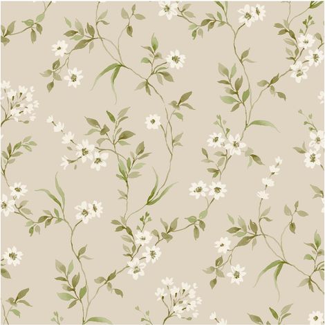 Lila Floral Beige Textured Wallpaper Botanical Design Paste The Wall Scrubbable (1/4)