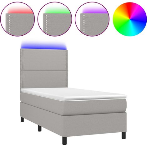Maison Exclusive - Cama box spring colchón y luces LED tela gris (1/5)