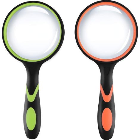 Loupe de Lecture 20X avec Poignée en Caoutchouc Souple Portable Personnes âgées et Enfants Loupes 75 mm pour Inspection, Livres, Scientifiques, Journaux, Insectes, Passe-temps, 2 Pièces (1/5)