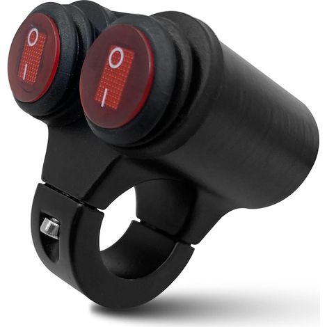Interrupteur d'éclairage de Guidon de Moto 7/8"22 mm 12 V Bouton Poussoir étanche Double Bouton Interrupteur de Commande Feu de détresse Feu antibrouillard on Off Interrupteurs à Bascule (1/5)