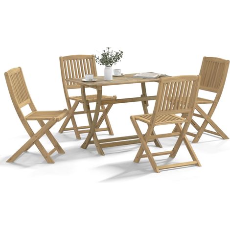 vidaXL Juego de comedor de jardín 5 piezas madera maciza de acacia (1/5)