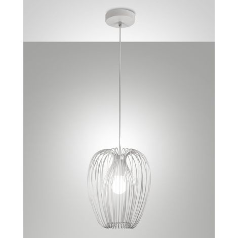 CAMP LAMPADARIO A SOSPENSIONE BIANCO IN METALLO 1 LUCE ATTACCO E27 D.25CM