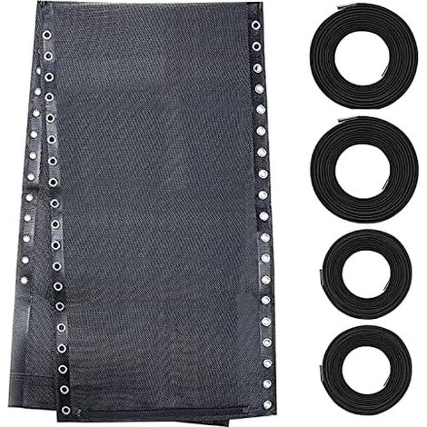 Tissu Rechange Fauteuil Zéro Gravité 43 cm + Kit Cordes Élastiques, Réparation Transat Extérieur, Noir (1/5)