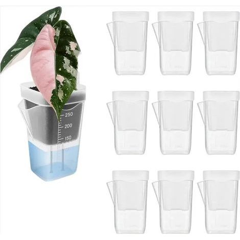 Pots de fleurs - Ensemble de 10 mini pots transparents - Plastique recyclé - Arrosage automatique - Compacts et résistants - Idéaux pour balcon, bureau et semis - 6 x 4,8 x 9,5 cm (1/5)