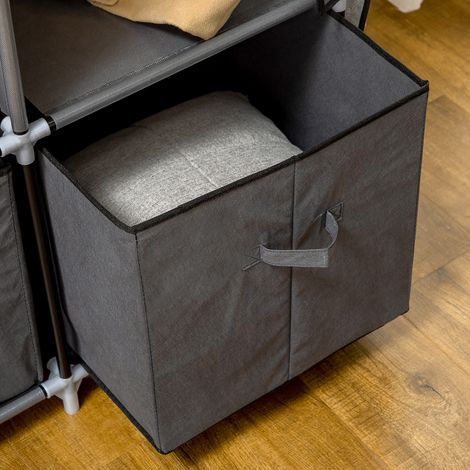 Armoire pliable en tissu gris anthracite, 125x43x162.5 cm, avec tiroirs et portes à fermeture éclair enroulables (1/5)