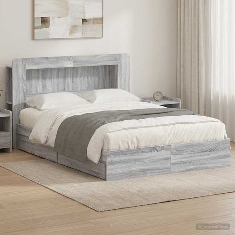 Estructura de cama con almacenamiento gris 160 x 200 cm (1/5)