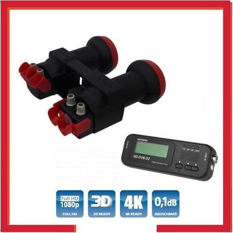 Kit LNB MonoBloc twin Multi degré 2+2 ,0.1dB+ Pointeur de signal satellite numérique DVB-S / S2 HD de poche