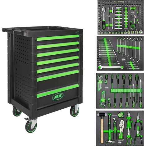 CARRELLO PORTAUTENSILI PORTA ATTREZZI OFFICINA 7 CASSETTI 172 UTENSILI JBM 53904