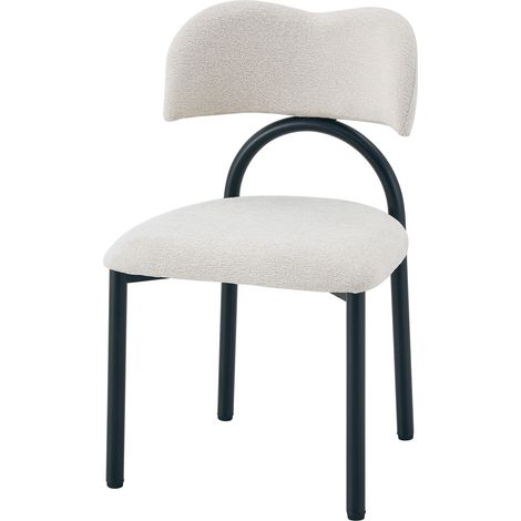 Set di 2 sedie da pranzo imbottite in tessuto beige con struttura in metallo nero MODENUIT (1/5)