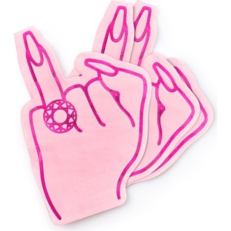 Lot de 25 serviettes de table en aluminium rose à 3 plis pour enterrement de vie de jeune fille, fournitures de fête prénuptiale, décoration de fiançailles (1/4)