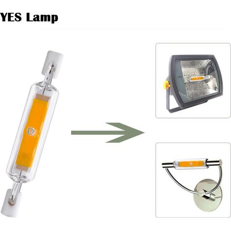 Ampoule LED R7S 118mm 20W Dimmable COB Verre Céramique 220V Blanc Chaud 3000K Haute Luminosité Remplacement Halogène (1/5)