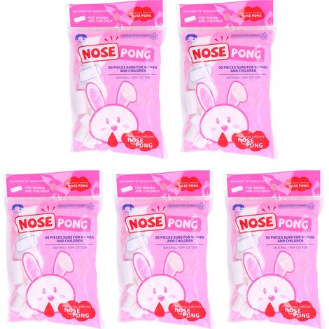 5 Packs de Tampons Nasaux Coton Doux pour Saignements de Nez - Usage Maison, Hôpital, Sport
