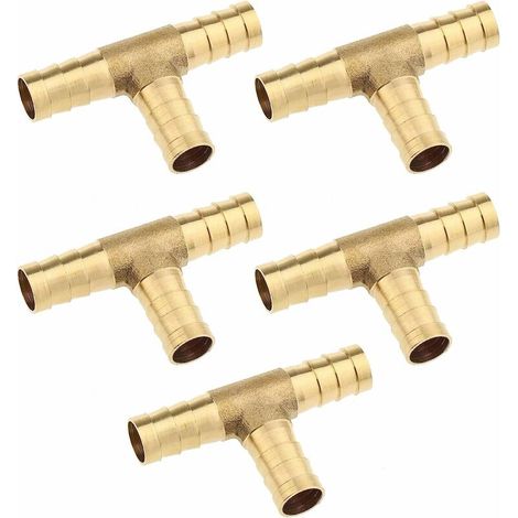 5pcs Connecteur Barbed Fitting T Type Tuyau Carburant Joiner d'eau Raccords De Tuyauterie Coupleur - 10mm (1/4)