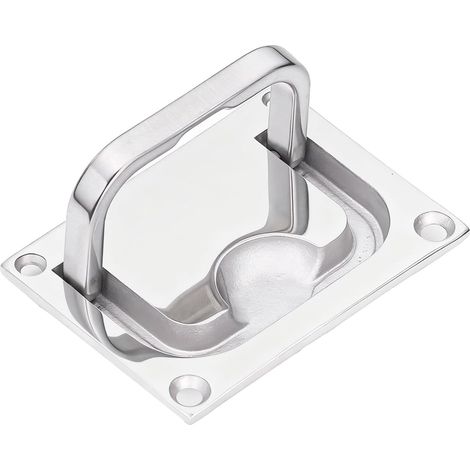 Rechteckiger, eingelassener Griff – 2er-Set – Edelstahl 316 – Unauffällige Lukenöffnung – Für Boote, Yachten und den maritimen Bereich – 76 x 56 mm, silber (1/5)