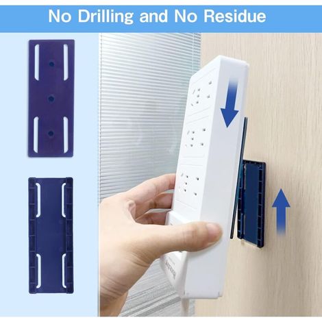Supports de Socle Auto-adhésifs sans Perforation, 8 pièces Fixation de Multiprise Auto-adhésif Fixation Murale sans perçage Support de Prise pour routeur WiFi (1/3)