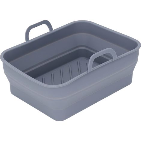 Plateau de cuisson rectangulaire en silicone gris pour friteuse à air chaud. (1/5)