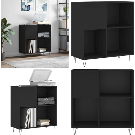 Armoire à disques noir 84,5x38x89 cm bois d'ingénierie - Meuble À Disques - Armoire À Disques - Rangement Vinyle - Stockage Disque Vinyle - Support Tournivelle - Home & Living (1/5)