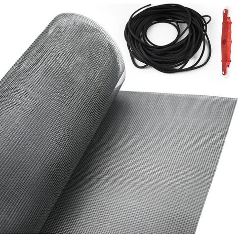 Rollo de mosquitera, 500x150cm, mosquitera de fibra de vidrio, mosquitera por metro, mosquitera antimosquitos para ventanas, recortable, resistente al desgarro, con tira de cuero de 16m + rueda de pre (1/5)