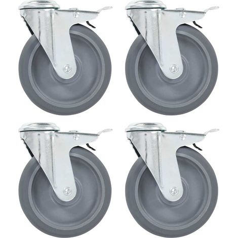 Ruedas giratorias agujero pasador y frenos dobles 4 uds 125 mm vidaXL (1/5)