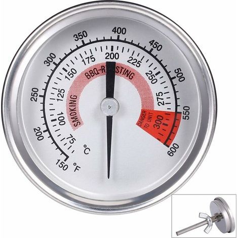 Ofenthermometer aus Edelstahl für Barbecue, Grill und Smoker, Messbereich 75℃ bis 300℃ und 150℉ bis 600℉ (Typ B 300°C)