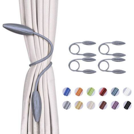 Set of 4 (Grey) Creative European-Style Decorative Twisted Curtain Tie-backs for Home and Office Windows, Blackout and Sheer Curtains (1/5)
