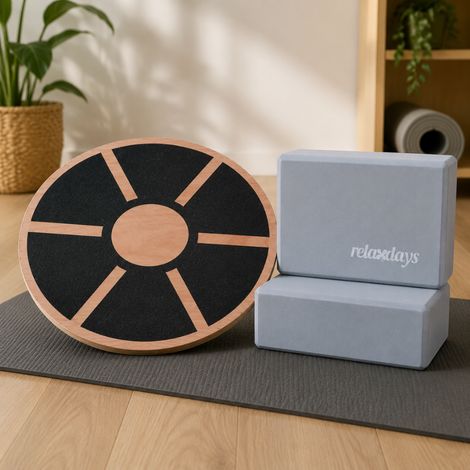 Set in schiuma per yoga e allenamento dell'equilibrio (2 pezzi) – Blocchi da yoga e tavola di equilibrio in legno (1/5)