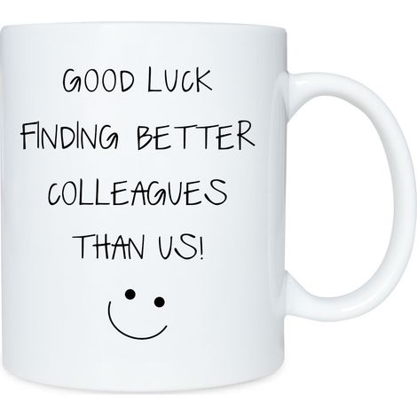 Mug style minimaliste « Bonne chance pour trouver de meilleurs collègues que nous »
