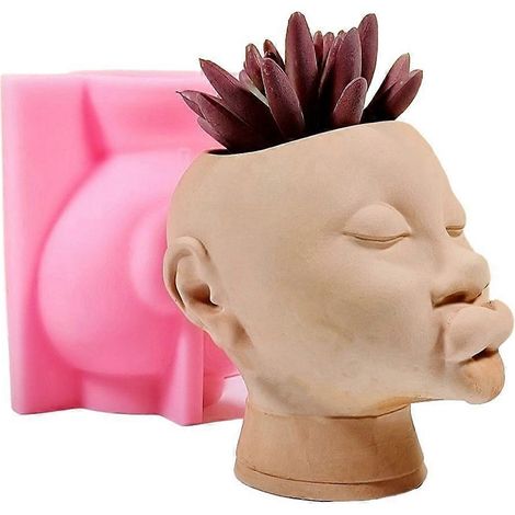 Moules en silicone pour pots de fleurs, en ciment, pour plantes succulentes, avec motif « femmes laides » ou « plantes succulentes ». Moules en résine.