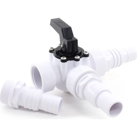 Kit Bypass Vanne 3 Voies Ø32/38mm Piscine Chauffage solaire & Pompe à chaleur Douilles