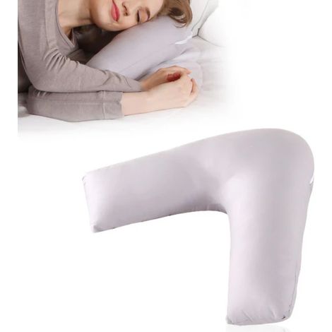 Coussin de grossesse en forme de V, housse amovible, oreiller de lit pour femme enceinte, doux et confortable, taille unique, gris (1/3)