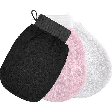 3 PCS Gant de gommage,Exfoliation profonde,Cordon de suspension,Tous types de peau,Bain et Sauna