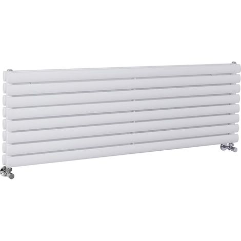 Milano Aruba White Horizontal Double Oval Panel Radiator - 472mm x 1400mm (1/5)