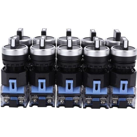 Lot de 10 sélecteurs rotatifs autobloquants à 3 positions BEM38-20X/31, 22 mm (1/4)