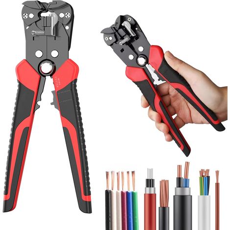 Automatischer Abisolierer, 3-in-1-Abisolierer, Abisolierkapazität: 0,2 bis 6 mm², Drahtschneider mit einstellbarer Länge, zum Abisolieren, Schneiden und Crimpen von Drähten. (1/5)