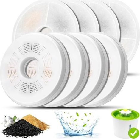 Filtre pour fontaine à eau pour chat. Lot de 8 filtres à triple action pour fontaines à eau pour chats. Compatible avec les distributeurs d'eau pour animaux de 3 L. (1/5)