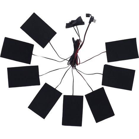Lot chauffant électrique 8 en 1, film chauffant en fibre de carbone 3 vitesses, imperméable, alimenté par USB, ensemble pour vêtements et gilet.