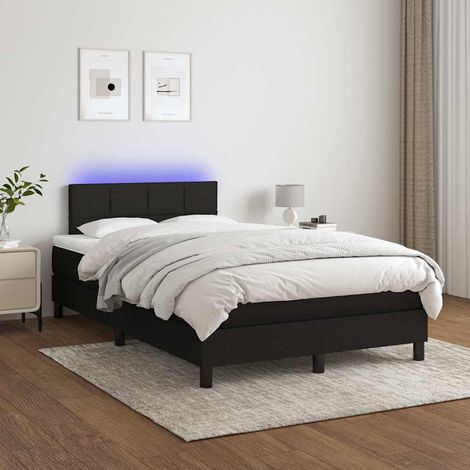 Cama box spring con colchón LED tela negro 120x200 cm (1/5)