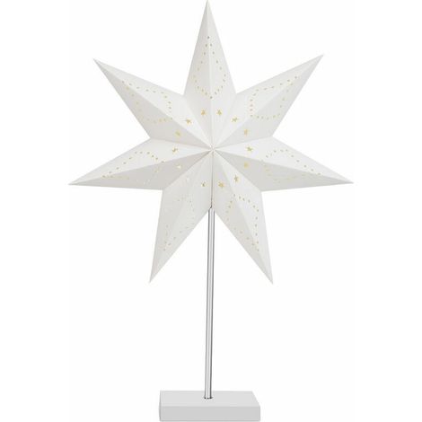 Hengda LED Étoile de Noël Papier Poinsettia Décoration Lumière Étoile Stand Lumière Blanc Chaud 65cm - Blanc Chaud (1/5)