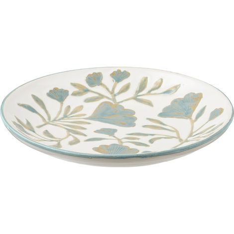 Vassoio decorativo in ceramica bianca con motivi floreali ø35,5 cm (1/5)