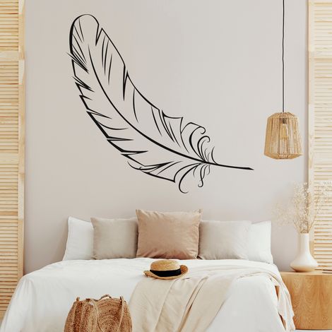 Sticker Mural - Plume - 117x317 cm - Noir (1/3)