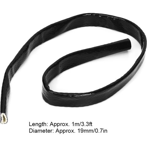 Manchon anti-flamme noir AN12 pour tuyau carburant, protection thermique tressee 3/4 x 1m, diametre interieur 19mm (1/5)
