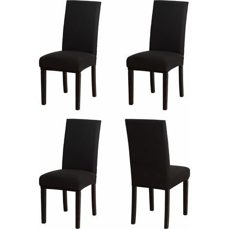 Stuhlhussen 4er Set Schwarz, Stretch Esszimmer Stuhlbezug, Waschbar, Spandex Überzug (1/5)